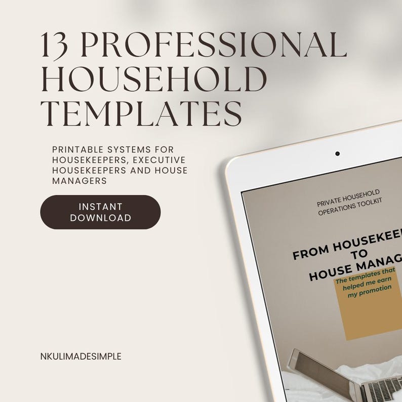 Preview of the 13 printable templates included in the House Manager Toolkit